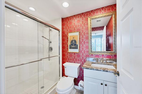 Bathroom, Glass Shower, Interior, Recessed Lighting