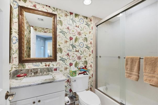 Bathroom, Glass Shower, Interior, Recessed Lighting