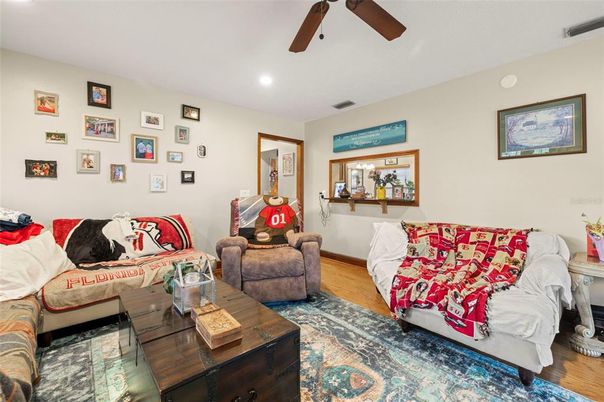 Interior, Living room, Recessed Lighting, Wood Texture Flooring