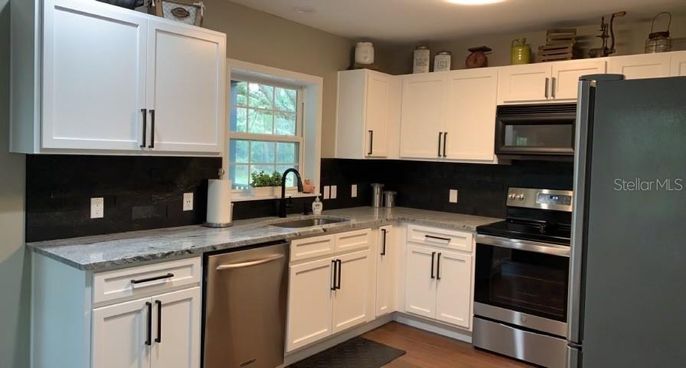 Interior, Kitchen, Stainless Steel Appliances, Wood Texture Flooring