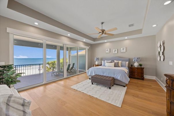 Bedroom, Interior, Recessed Lighting, Water, Wood Texture Flooring