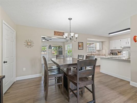 Chandelier, Dining room, Interior, Kitchen, Pendant Lights, Wood Texture Flooring