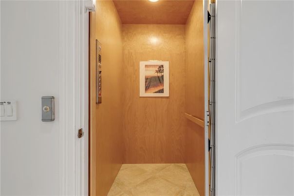 Elevator, Interior, Recessed Lighting, Wooden Ceilings, Wooden Walls