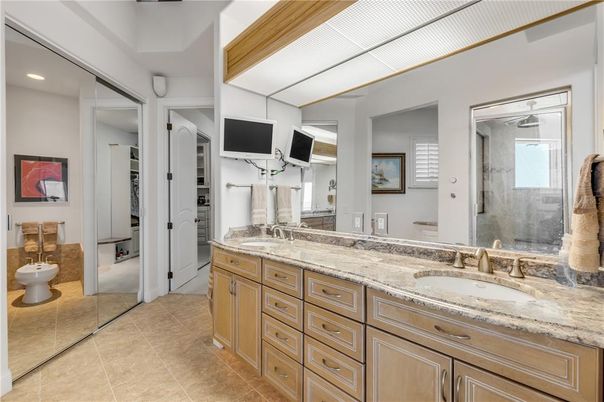 Bathroom, Dual Sink Vanities, Glass Shower, Interior, Recessed Lighting