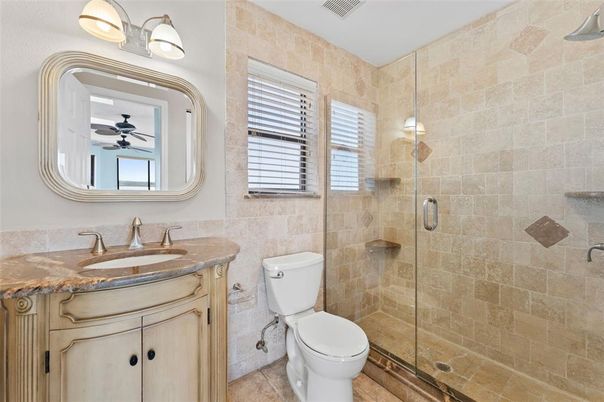 Bathroom, Glass Shower, Interior, Stone Walls