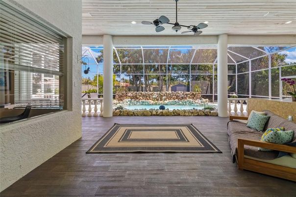 Glass Ceilings, Interior, Pool, Recessed Lighting, Sun Room, Wood Texture Flooring