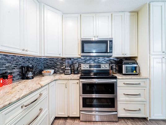 Interior, Kitchen, Stainless Steel Appliances, Wood Texture Flooring