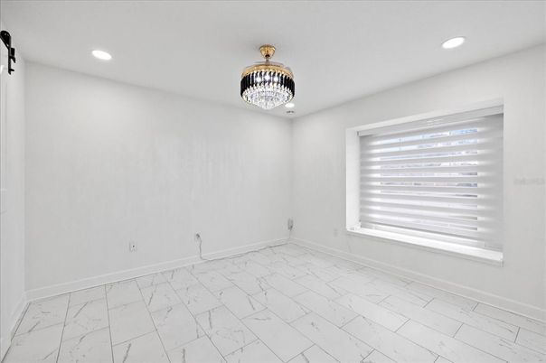 Chandelier, Empty room, Interior, Marble, Recessed Lighting
