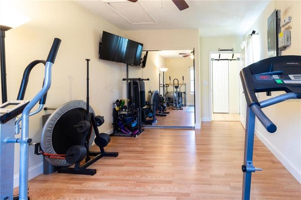 Fitness Equipment, Interior, Wood Texture Flooring