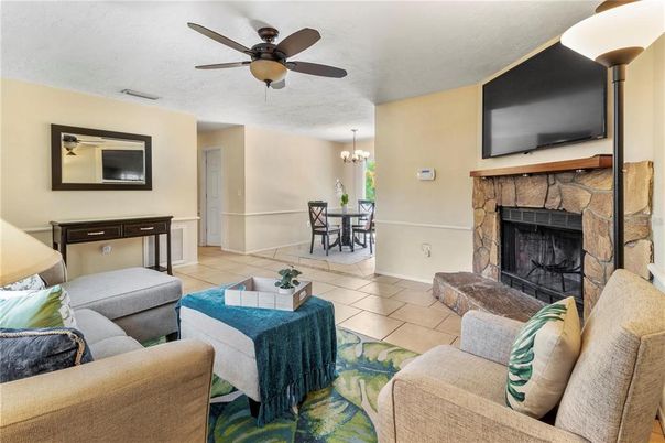 Chandelier, Dining room, Fireplace, Interior, Living room