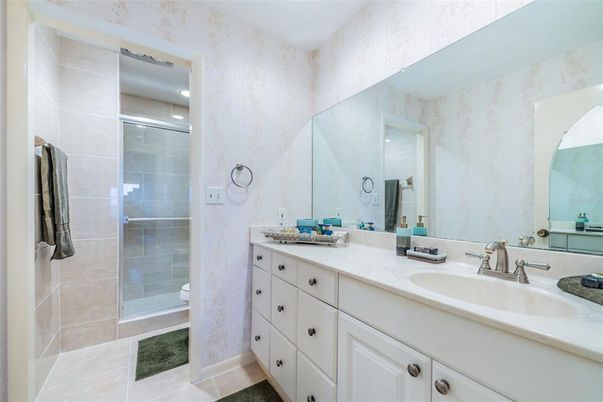 Bathroom, Dual Sink Vanities, Glass Shower, Interior