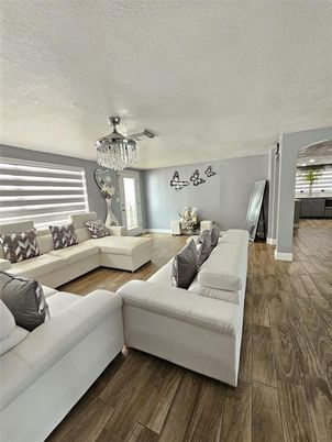 Chandelier, Interior, Living room, Wood Texture Flooring