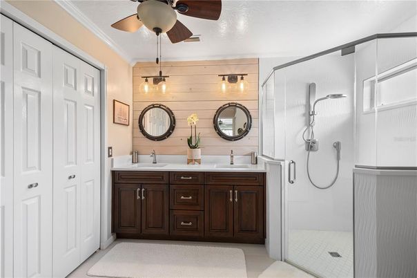 Bathroom, Dual Sink Vanities, Glass Shower, Interior