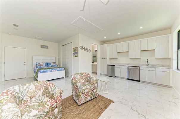 Interior, Kitchen, Marble, Recessed Lighting, Stainless Steel Appliances
