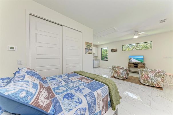 Bedroom, Interior, Marble, Recessed Lighting