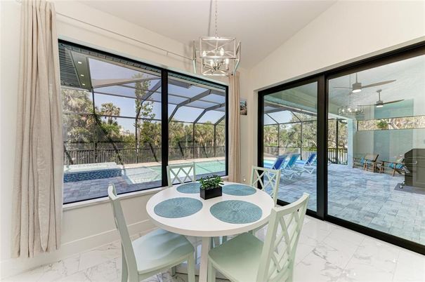 Dining room, Glass Ceilings, Interior, Marble, Pendant Lights, Sun Room