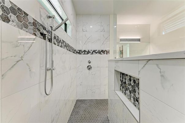 Bathroom, Glass Shower, Interior, Marble Walls