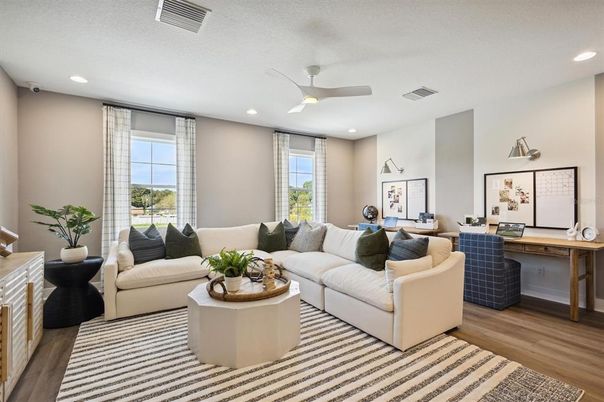 Interior, Living room, Recessed Lighting, Wood Texture Flooring