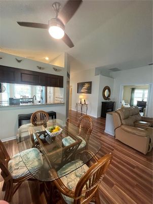 Dining room, Interior, Kitchen, Living room, Recessed Lighting, Wood Texture Flooring