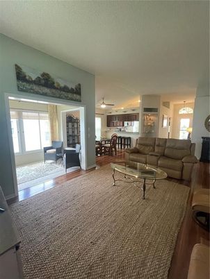 Dining room, Interior, Kitchen, Living room, Pendant Lights, Wood Texture Flooring
