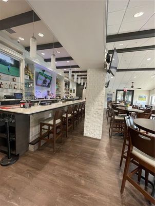 Dining room, Interior, Pendant Lights, Recessed Lighting, Wood Texture Flooring