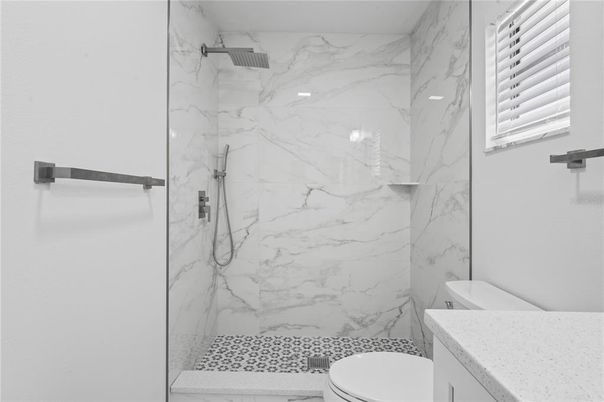 Bathroom, Glass Shower, Interior, Marble Walls