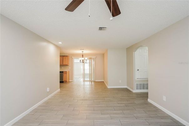 Chandelier, Empty room, Interior, Kitchen, Recessed Lighting