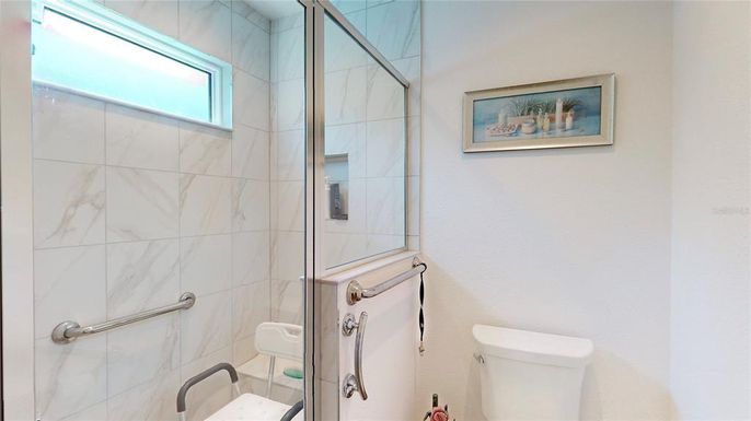 Bathroom, Glass Shower, Interior, Marble Walls