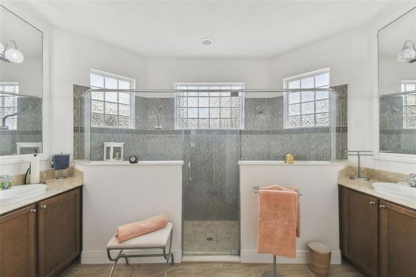 Bathroom, Glass Shower, Interior, Recessed Lighting