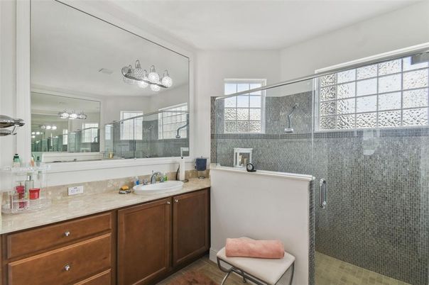 Bathroom, Dual Sink Vanities, Glass Shower, Interior