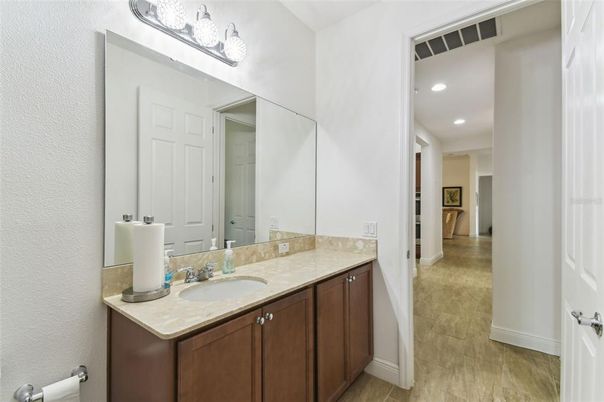 Bathroom, Interior, Recessed Lighting, Wood Texture Flooring
