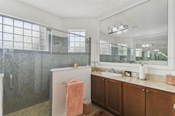 Bathroom, Dual Sink Vanities, Glass Shower, Interior