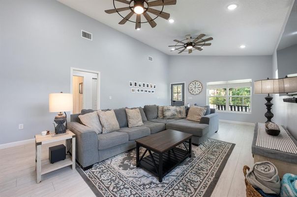 Interior, Living room, Recessed Lighting, Wood Texture Flooring
