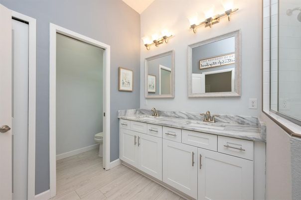 Bathroom, Dual Sink Vanities, Interior, Wood Texture Flooring