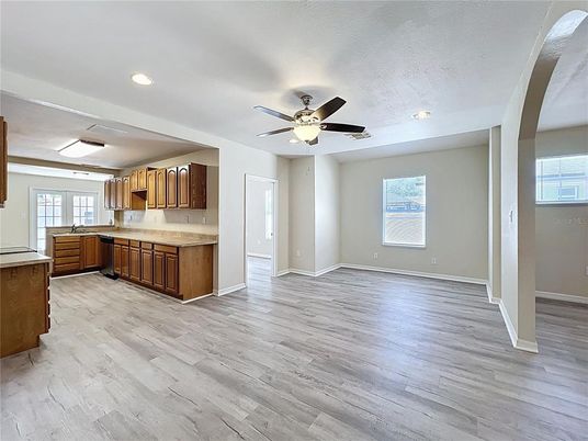 Interior, Kitchen, Recessed Lighting, Wood Texture Flooring