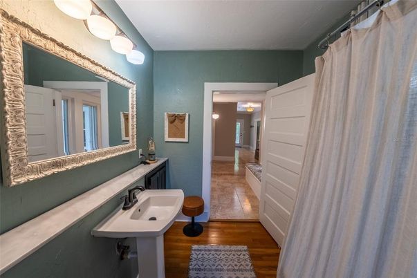 Bathroom, Interior, Wood Texture Flooring
