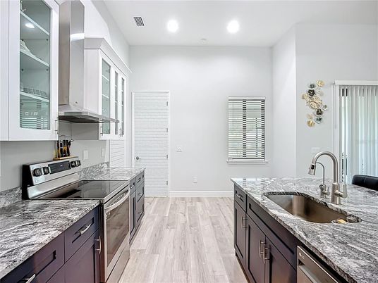 Interior, Kitchen, Recessed Lighting, Wood Texture Flooring