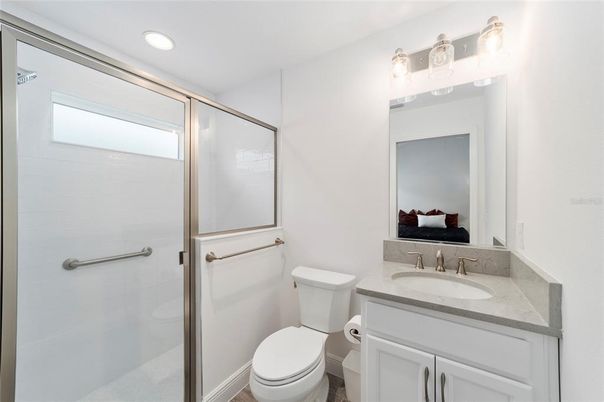 Bathroom, Glass Shower, Interior, Recessed Lighting
