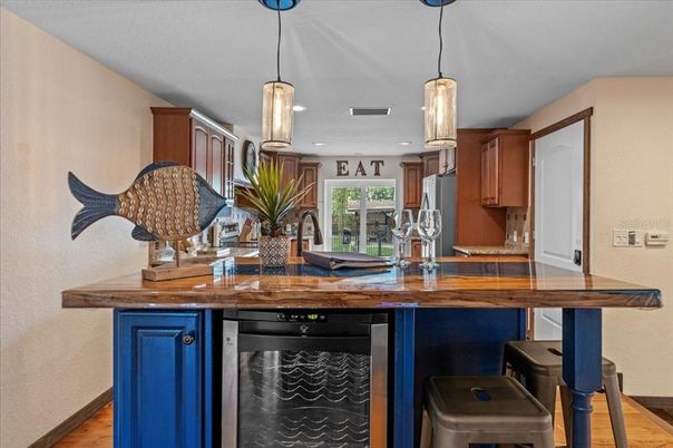 Interior, Kitchen, Pendant Lights, Recessed Lighting, Wood Texture Flooring