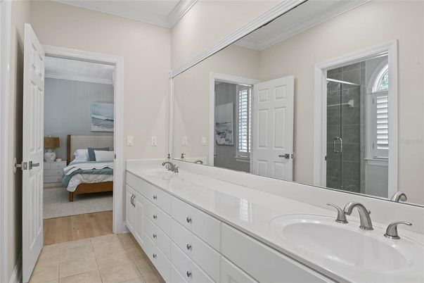 Bathroom, Bedroom, Dual Sink Vanities, Interior, Wood Texture Flooring