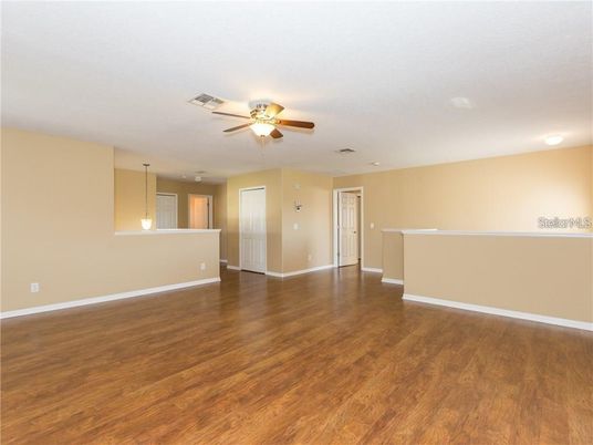 Empty room, Interior, Pendant Lights, Wood Texture Flooring