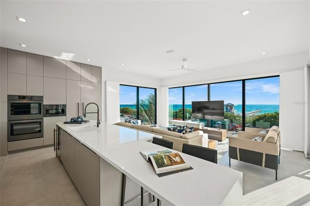 Interior, Kitchen, Living room, Recessed Lighting, Stainless Steel Appliances, Water