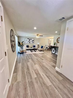 Interior, Living room, Recessed Lighting, Wood Texture Flooring