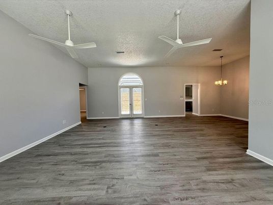 Chandelier, Empty room, Interior, Wood Texture Flooring