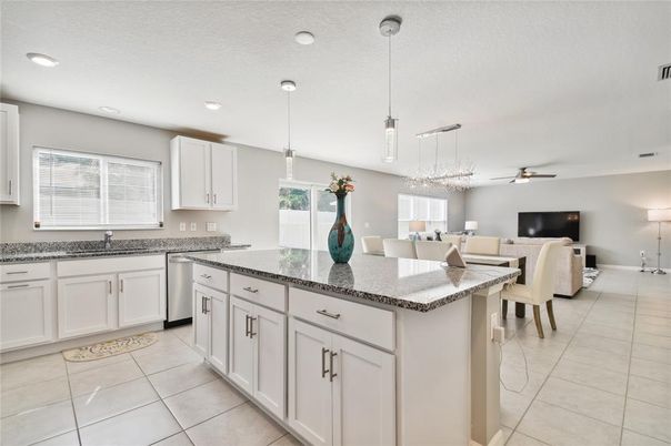 Dining room, Interior, Kitchen, Living room, Pendant Lights, Recessed Lighting