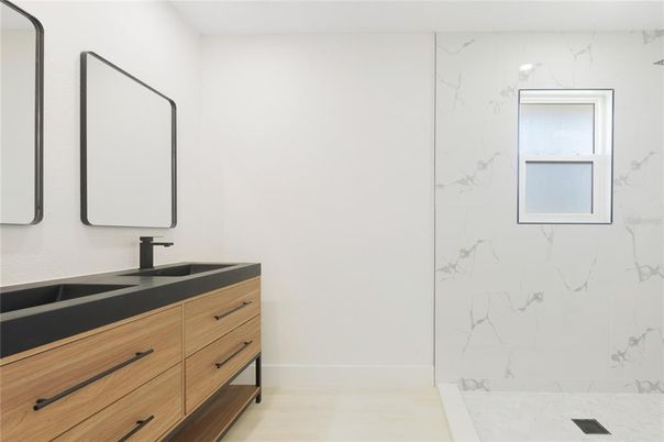 Bathroom, Dual Sink Vanities, Interior, Marble Walls