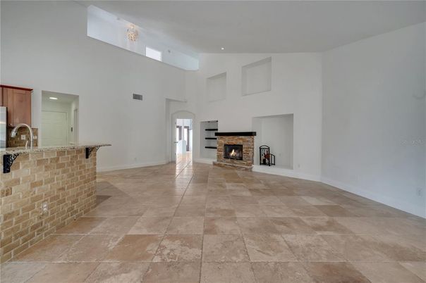 Fireplace, Interior, Kitchen, Recessed Lighting