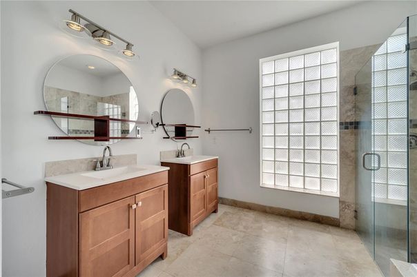 Bathroom, Dual Sink Vanities, Glass Shower, Interior
