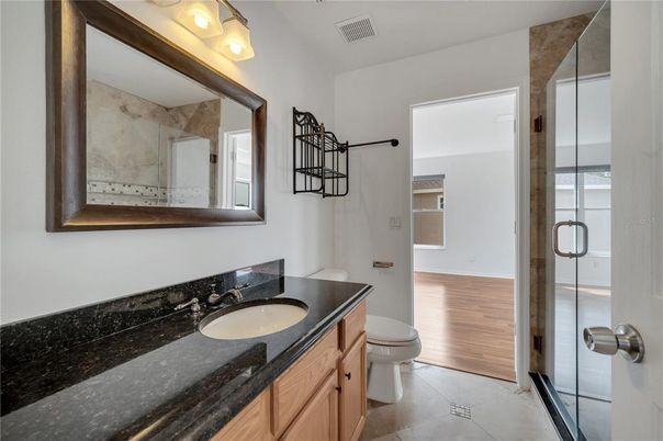Bathroom, Glass Shower, Interior, Wood Texture Flooring