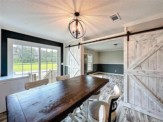 Chandelier, Dining room, Interior, Pendant Lights, Wood Texture Flooring